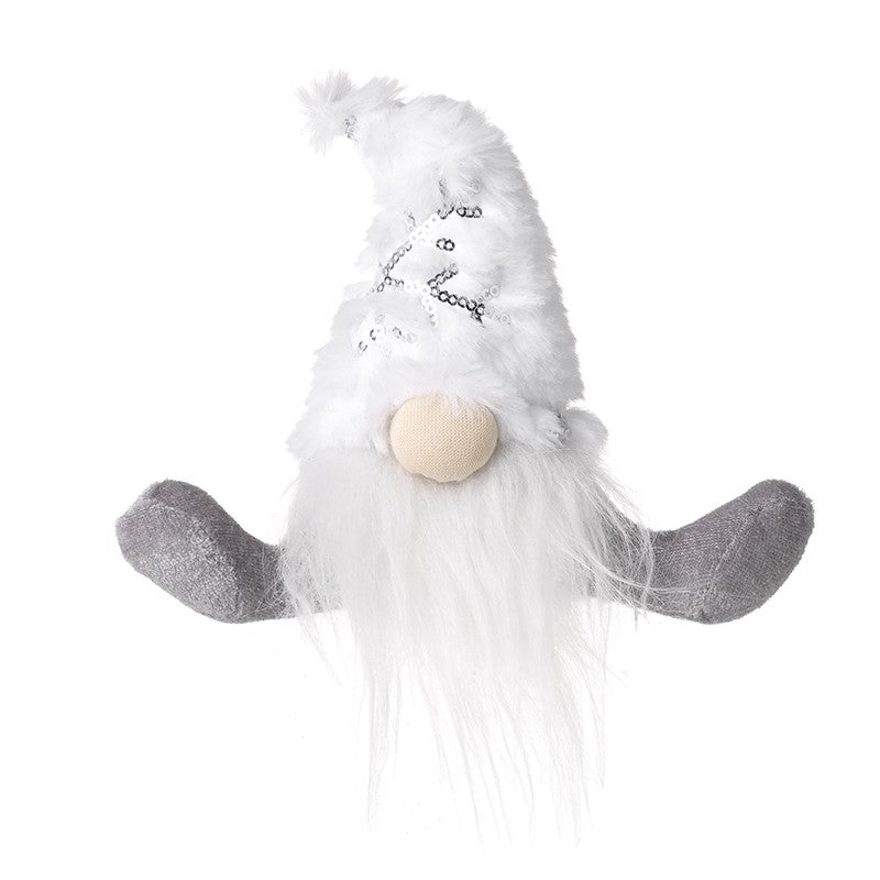 Sitting Gonk with White Fur Sequin Hat