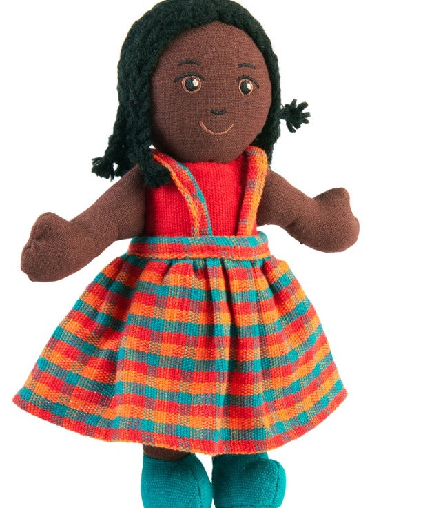 Girl rag doll - black skin black hair
