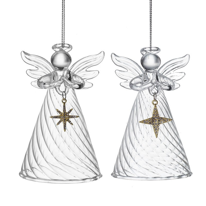 Glass Angel Holding Stars