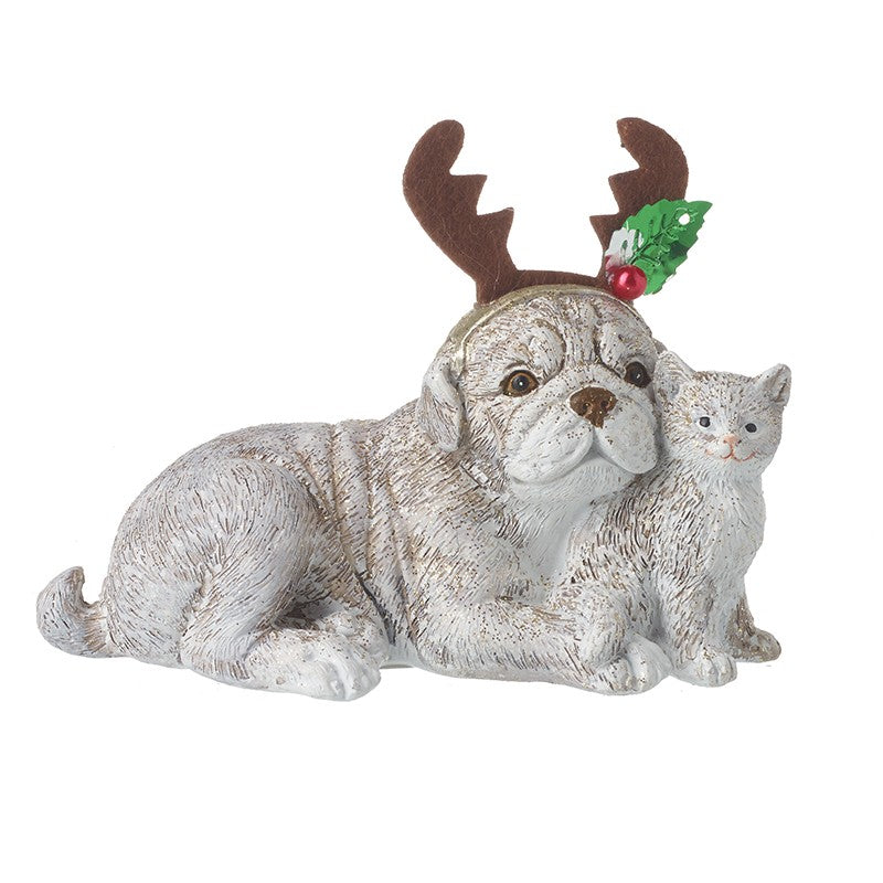 Dog Wearing Antlers with Cat*