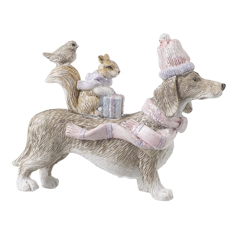 Dog with Squirrel and Bird Decoration
