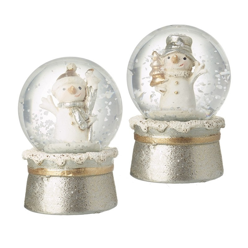 Resin Silver Base Snowman Snowglobe*