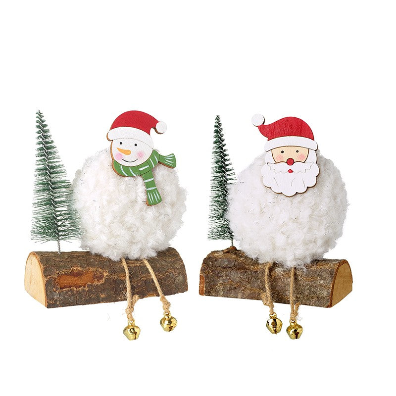 White Santa or Snowman Sitting On Log Mix