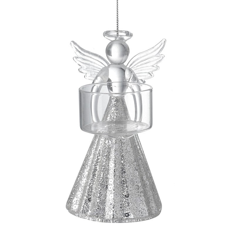 Hanging Glass Angel T-Light Holder - JNJ218B