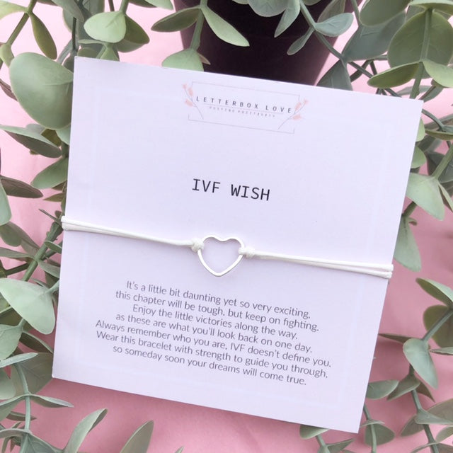 IVF Wish Heart Charm White Bracelet