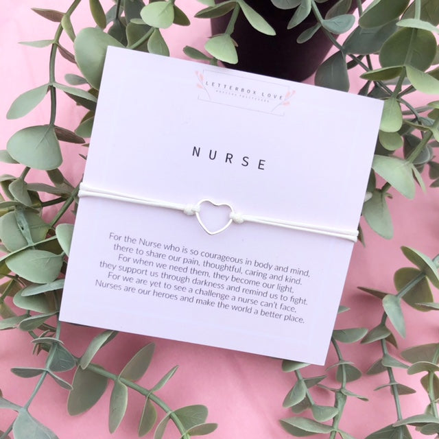 Nurse Heart White String Bracelet