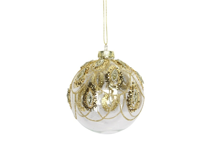 Gold Glass Ball with Glitter*