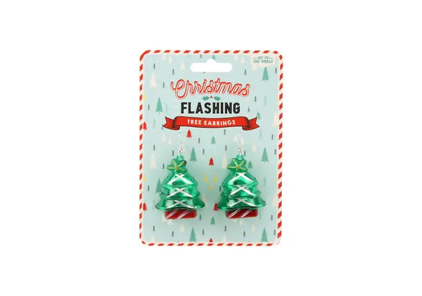 Joy To The World Flashing Tree Earrings