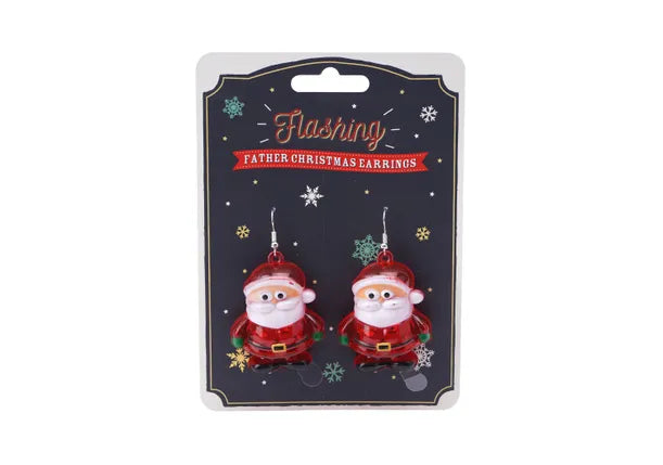 Flashing Father Christmas Earrings