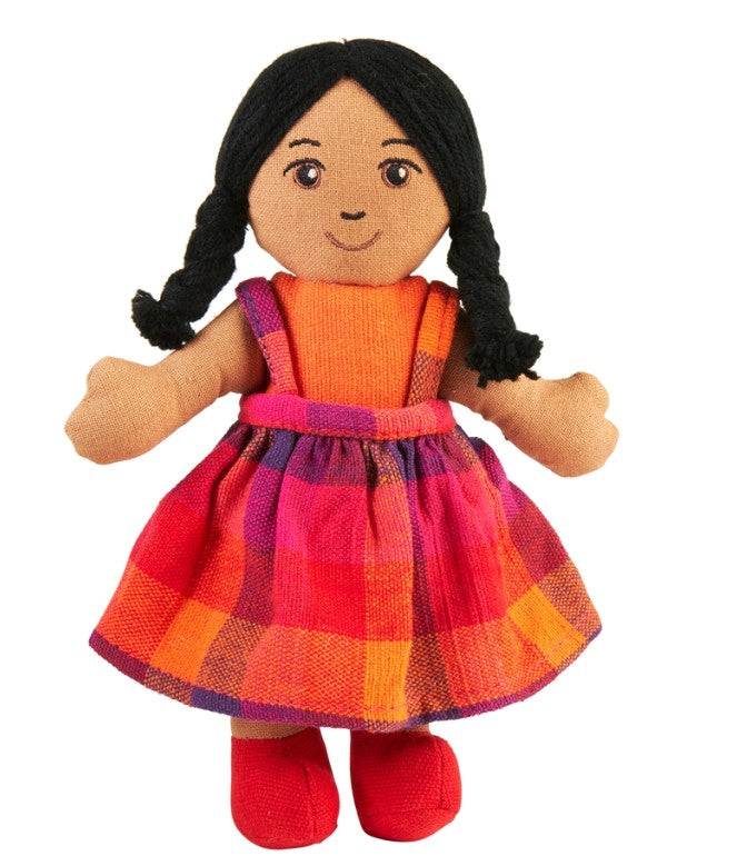 Girl rag doll - brown skin black hair
