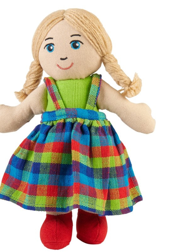 Girl rag doll - white skin blonde hair