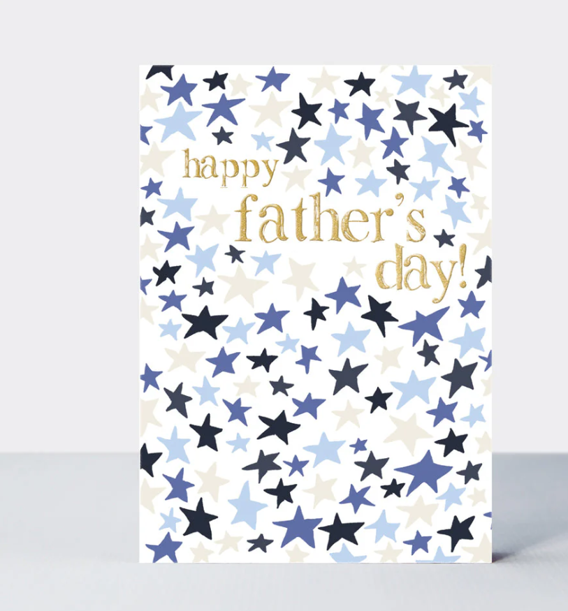HAPPY FATHERS DAY LIGHT BLUE STARS CARD