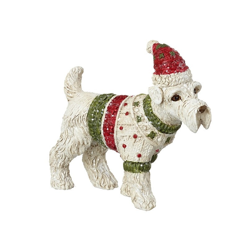 Dog in Christmas Jumper and Hat