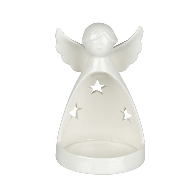 White Porcelain Angel Star T-Light Holder