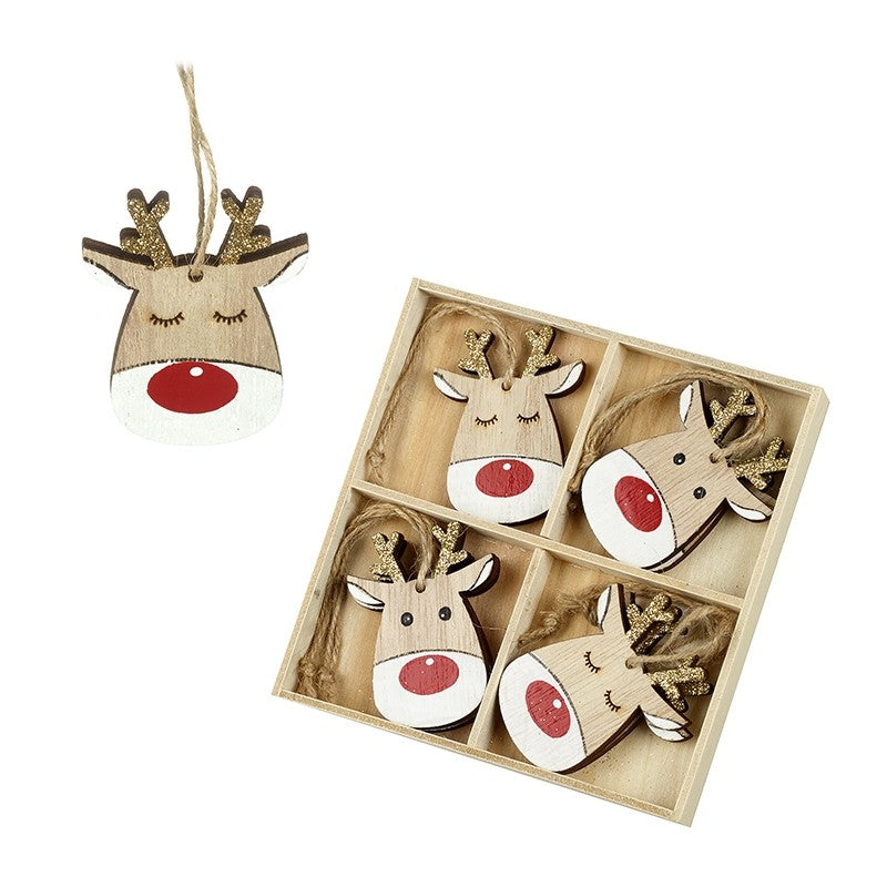 Wooden Reindeer Tree Decorations