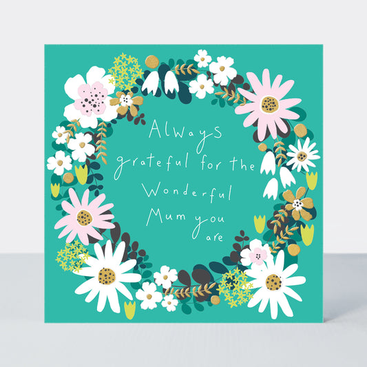 Turquoise Wonderful Mum - Mother's Day Card