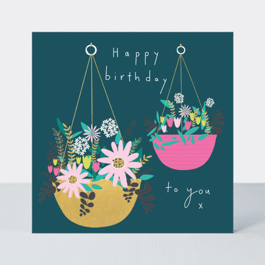 Hanging Baskets Happy Birthday Card