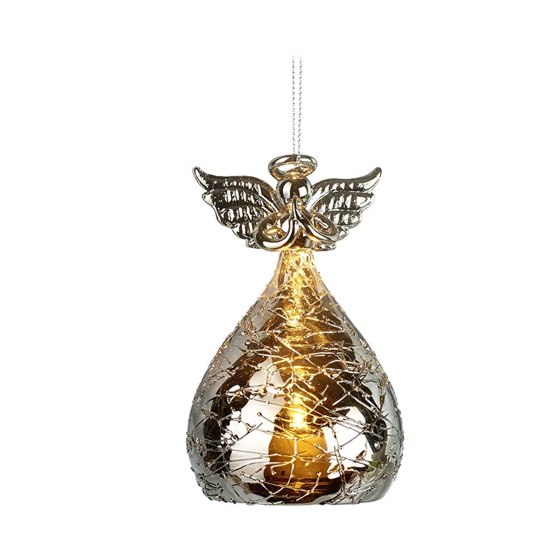 Silver Glass Light Up Angel - BBQ286