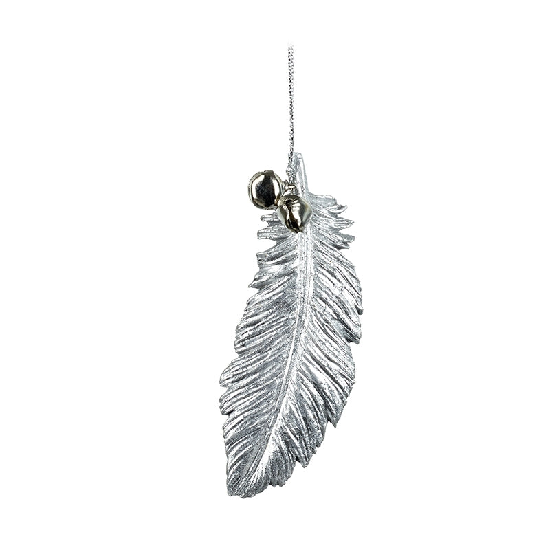 Silver Resin Feather with Bells