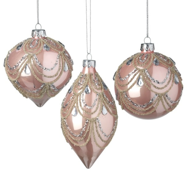 Pink and silver hanging Baubles