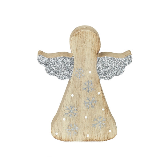 Wooden Angel with Glitter Wings